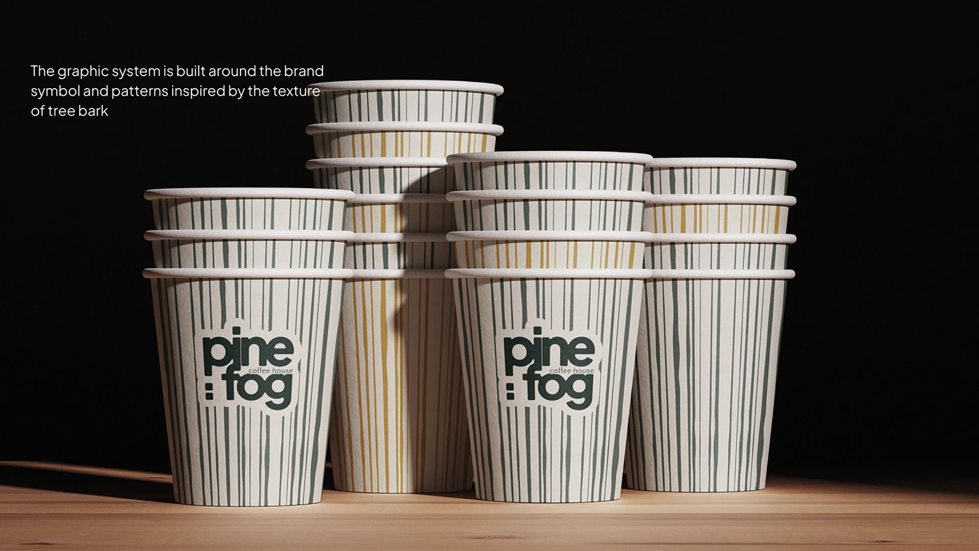 Pine & Fog branding mobile app UI mockup