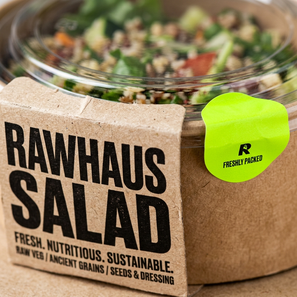 Rawhaus food branding packaging mockup close up