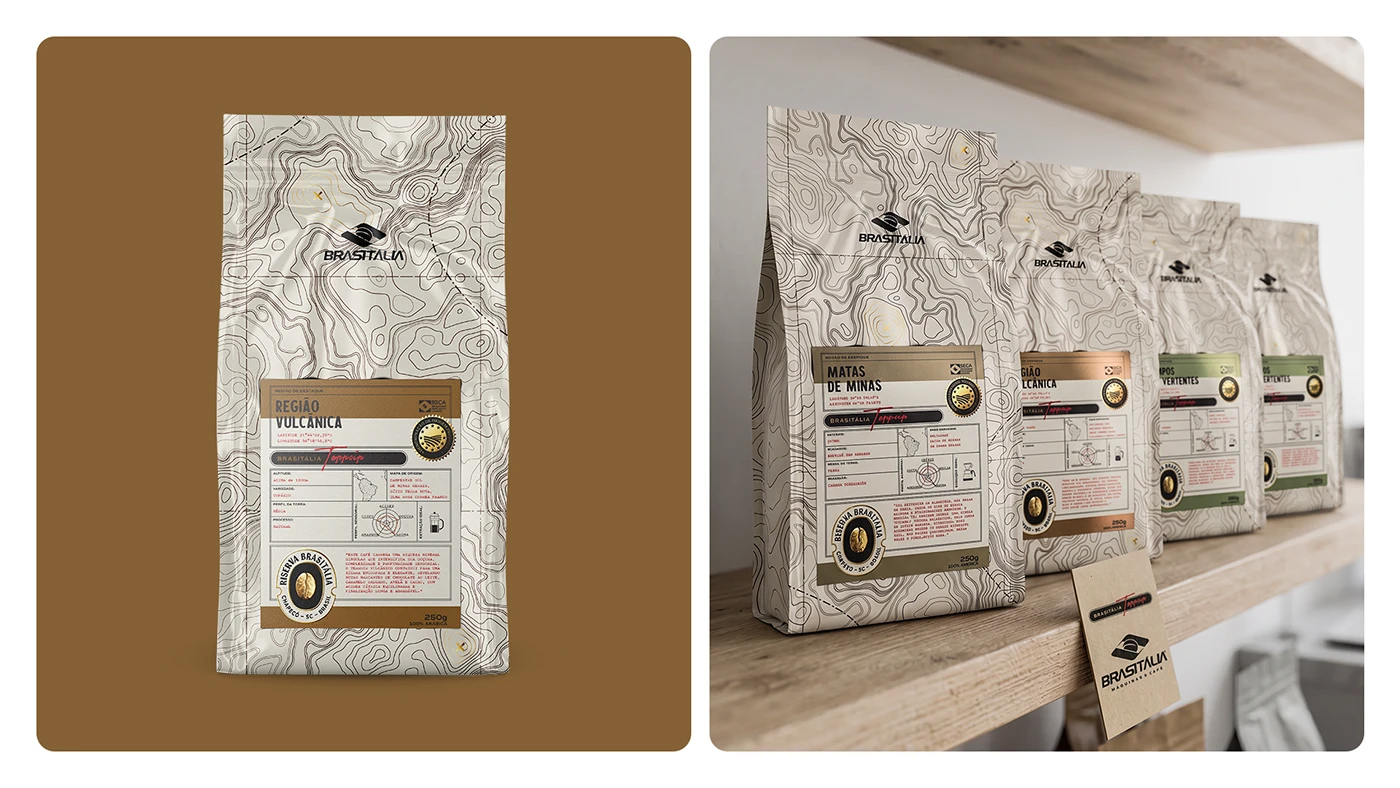 Riserva Brasitália coffee packaging metallic tin set