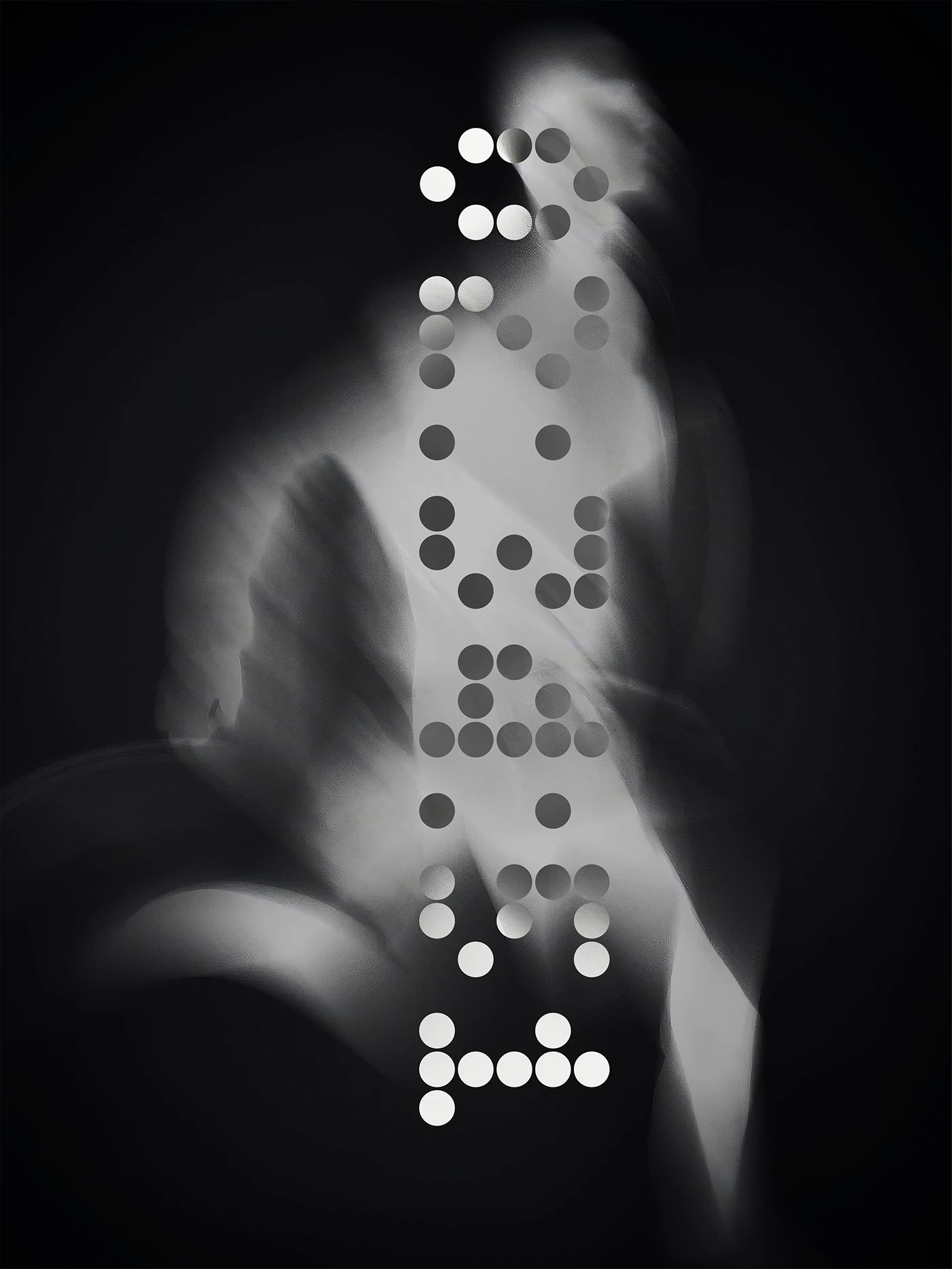 Runlab branding vertical dot-matrix typography poster layout