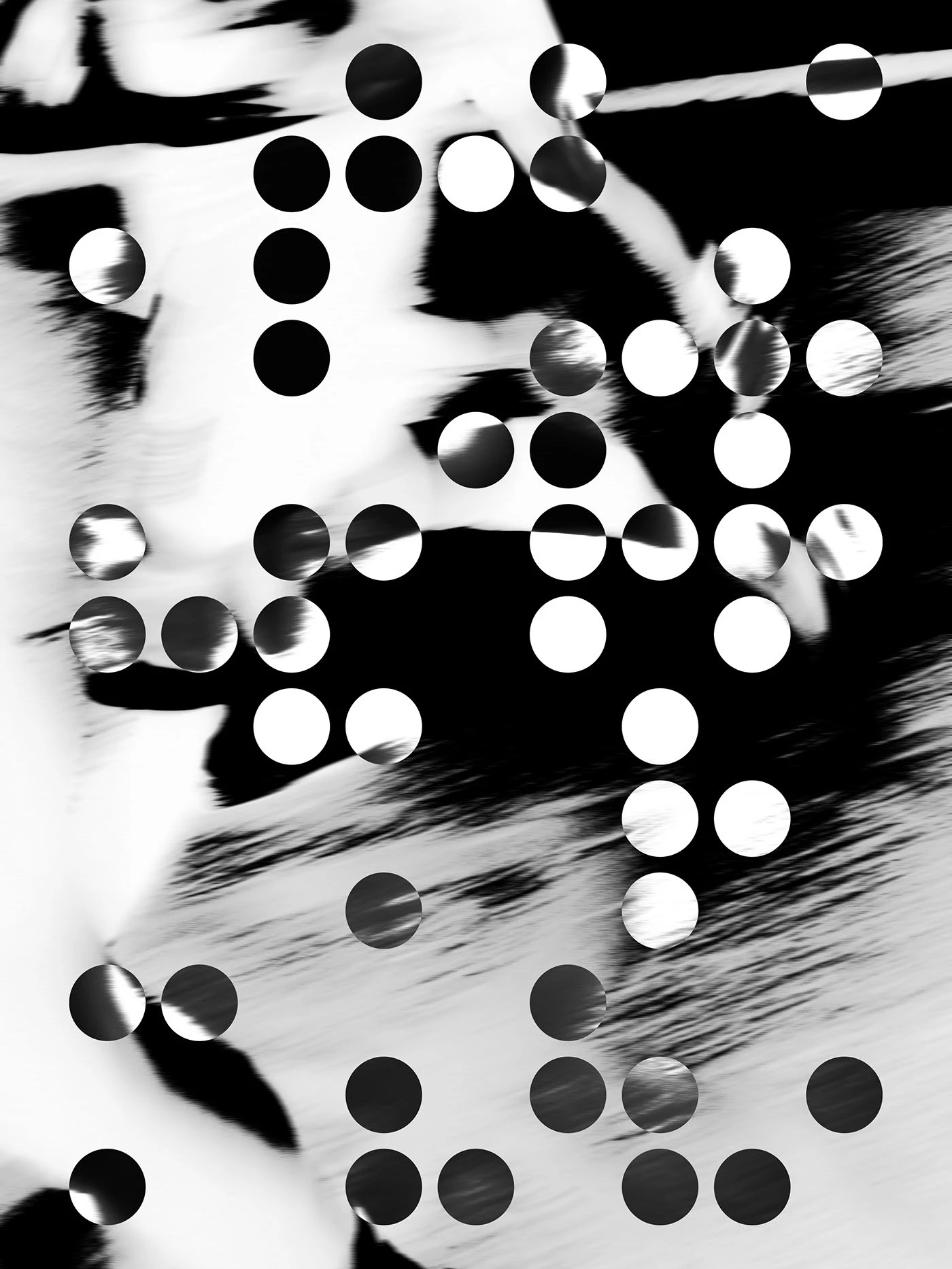 Runlab branding experimental motion texture and circular dot composition