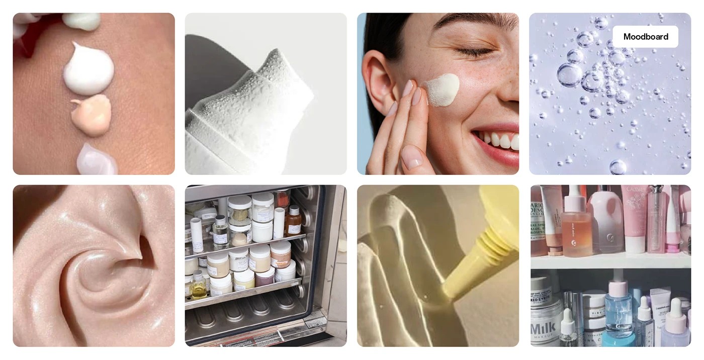 Art direction moodboard for the Skin First rebrand