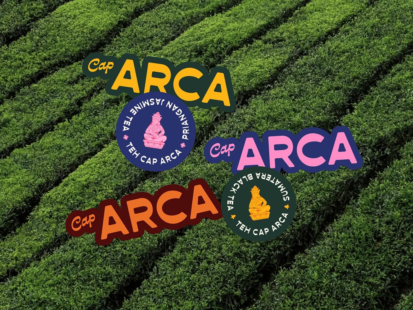 Logo badge stickers and label lockups for tea branding identity