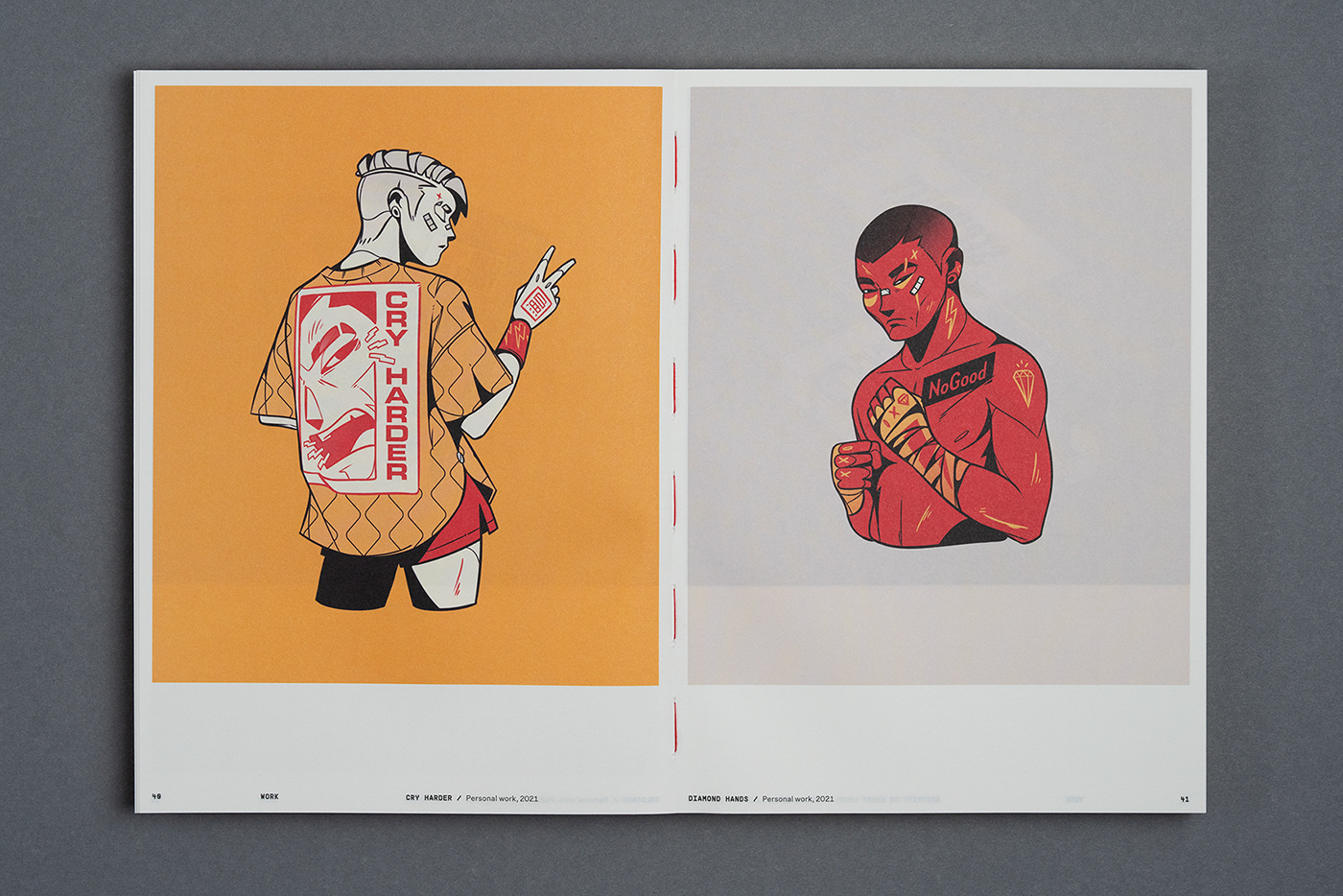 The NoGood Book interior spread with character vector illustration