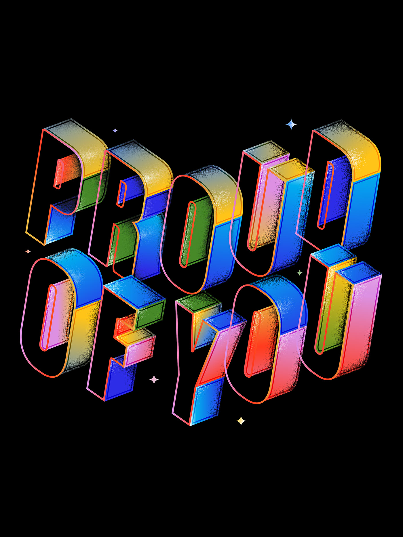Type 1.1 isometric 3D typography and colorful lettering artwork