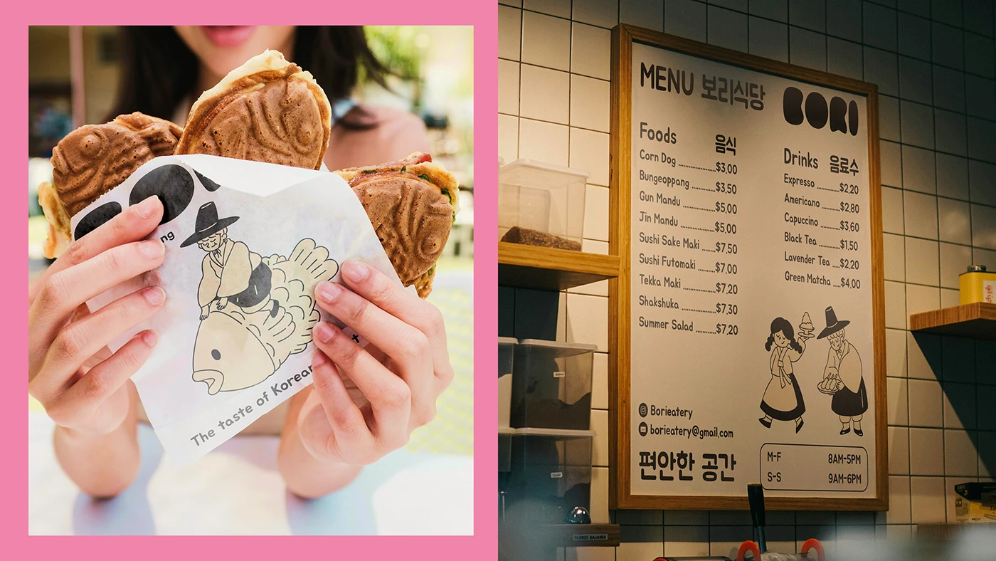 Bori Cafe branding logo sign mockup