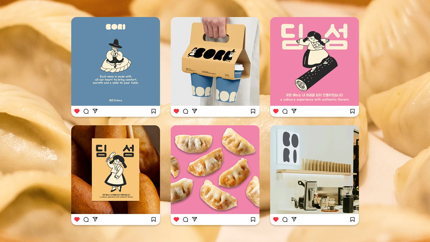 Bori Cafe branding menu layout