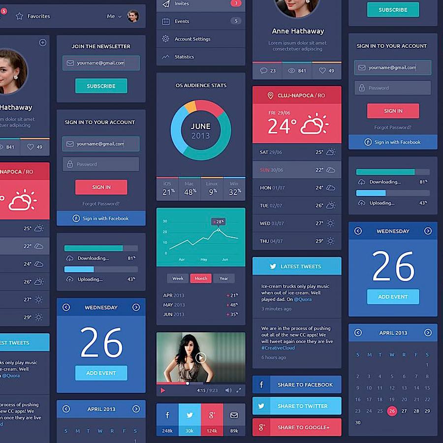 Flat Design UI Components