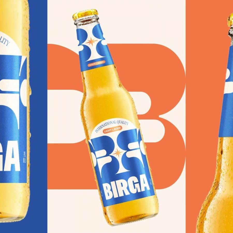 Birga Beer Packaging Design Bets Bold Typography on a New Market