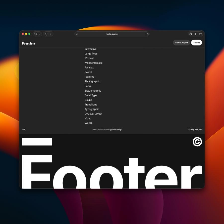 Footer Design Inspiration: The Only Gallery on Earth